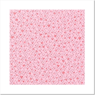 Text and hearts love pattern Posters and Art